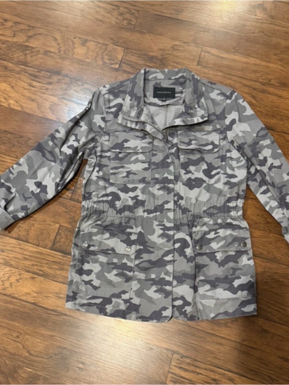 Banana Republic Gray Camo Utility Jacket with Cinch Waist